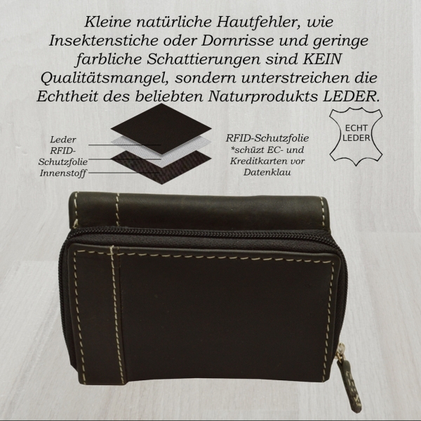 Sportlich handliche Geldkarten Geldbörse mit Münzfach und RFID Schutz (schwarz)